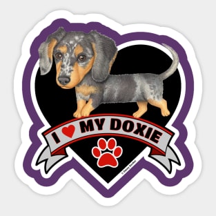 Funny Cute I Love My Doxie Dachshund Dog Heart Design Sticker